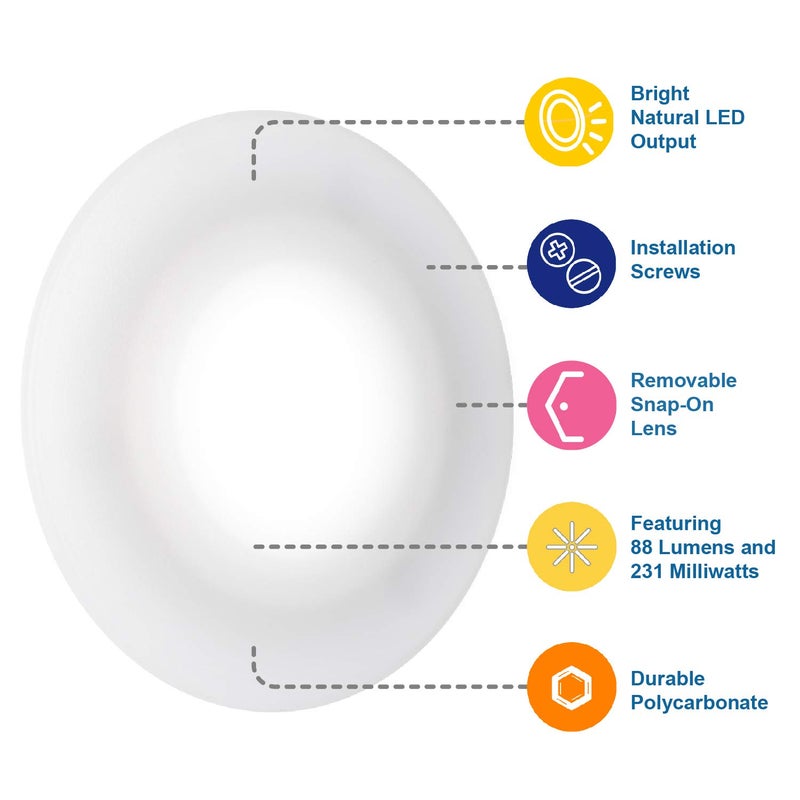 Lumitronics RV 3.5 Inch LED Recessed Interior Dome Puck Light, Install in 2.5 Inch hole - Image 4